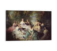 Impression sur toile de l'impératrice Eugénie entourée de ses dames en attendant Franz Xaver Winterhalter - Décoration murale d'intérieur moderne - 30 x 45 cm