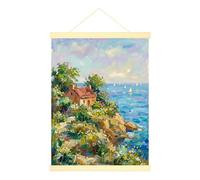 Impression sur toile de maison à suspendre - Impressionnisme - Fleurs de l'océan - Bleu d'été - Peinture murale - 30,5 x 40,6 cm