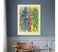 Impression sur toile de Marc Chagall « Le Cirque II », peinture à l'huile sur toile, affiche décorative, décoration murale pour la maison (80 x 100 cm)