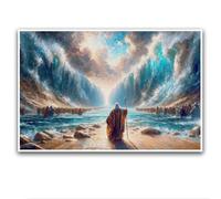 Impression sur toile de Moïse séparant de la mer Rouge - Décoration murale d'intérieur pour salon, chambre à coucher ou chambre d'enfant