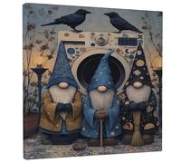 Impression sur toile de nain fantaisie, créatures magiques bleu marron, décoration d'intérieur fantastique pour salon, chambre à coucher, cuisine, 30,5 x 30,5 cm
