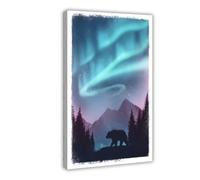 Impression sur toile de paysage boréal - Décoration pour chambre à coucher, bureau, chambre - Cadeau - 20 x 30 cm