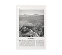 Impression sur toile de paysage de l'Éthiopie, noir et blanc, carte de la ville d'Addis-Abeba, paysage de voyage, décoration murale moderne pour salon, chambre à coucher (30 x 45 cm)