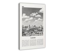 Impression sur toile de paysage rétro de Nairobi, Kenya, Nyrobi, paysage de l'Afrique, noir et blanc, 40 x 60 cm
