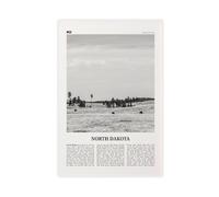 Impression sur toile de paysage rétro du Dakota du Nord, États-Unis, carte de la ville des États-Unis, noir et blanc, 50 x 75 cm