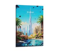 Impression sur toile de paysage urbain de Dubaï - Décoration murale moderne pour chambre à coucher - 40 x 60 cm