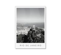 Impression sur toile de paysage urbain de Rio de Janeiro - Impression sur toile - Noir et blanc - Décoration d'intérieur - 30 x 45 cm - Sans cadre