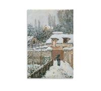 Impression sur toile de peinture à l'huile Alfred Sisley - Neige à Louveclennes - Impressionnisme - Décoration murale d'intérieur - 30 x 45 cm