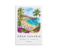 Impression sur toile de peintures à l'aquarelle de Grande Canarie Espagne - 30 x 45 cm