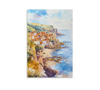 Impression sur toile de peintures à l'aquarelle de la baie des Robin des Bois au Royaume-Uni - 30 x 45 cm