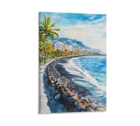 Impression sur toile de peintures à l'aquarelle Playa De Las Americas Espagne - 30 x 45 cm