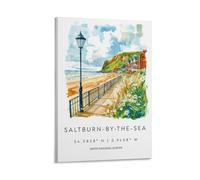 Impression sur toile de peintures à l'aquarelle Saltburn au bord de la mer - 30 x 45 cm