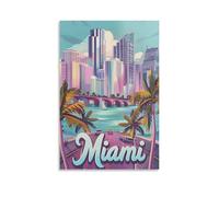 Impression sur toile de peintures à Miami, Floride, voyage, affiche d'œuvre d'art pour décoration d'intérieur : salon, chambre à coucher, salle de bain, bureau, 50 x 75 cm