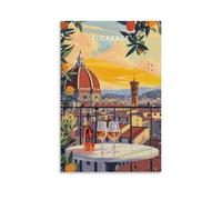 Impression sur toile de peintures à thème Florence, Italie, coucher de soleil - Œuvre d'art pour salon, chambre à coucher, salle de bain, bureau - 50 x 75 cm