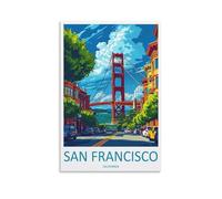 Impression sur toile de peintures à thème Golden Gate de San Francisco, Californie - Décoration d'intérieur : salon, chambre à coucher, salle de bain, bureau - 50 x 75 cm