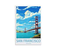 Impression sur toile de peintures à thème Golden Gate de San Francisco, Californie - Décoration d'intérieur : salon, chambre à coucher, salle de bain, bureau - 50 x 75 cm