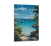 Impression sur toile de peintures à thème îles Vierges américaines côtières Saint-Thomas et Marina - Œuvre d'art pour décoration d'intérieur : salon, chambre à coucher, salle de bain, bureau - 40 x 60