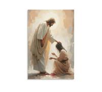 Impression sur toile de peintures à thème Jésus Heals The Bleeding Woman - 30 x 45 cm
