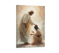 Impression sur toile de peintures à thème Jésus Heals The Bleeding Woman - 30 x 45 cm