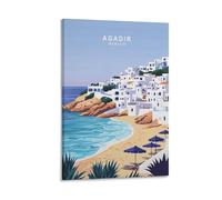 Impression sur toile de peintures à thème paysage urbain minimaliste d'Agadir Maroc - 30 x 45 cm