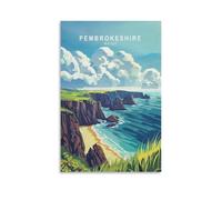 Impression sur toile de peintures à thème paysage urbain minimaliste du Pembrokeshire au Pays de Galles - 40 x 60 cm