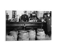 Impression sur toile de peintures à thème police raid during Prohibition 1920s noir et blanc - 30 x 45 cm