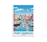 Impression sur toile de peintures à thème Port Grimaud France - 30 x 45 cm