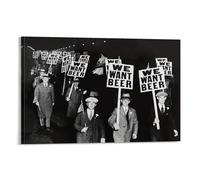Impression sur toile de peintures à thème Prohibition Beer Protest Noir et blanc 30 x 45 cm
