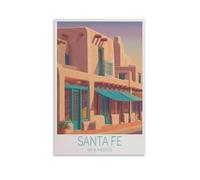 Impression sur toile de peintures à thème Santa Fe au Nouveau-Mexique - Décoration d'intérieur : salon, chambre à coucher, salle de bain, bureau - 50 x 75 cm