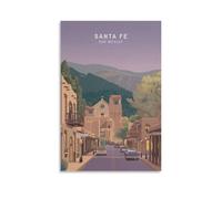 Impression sur toile de peintures à thème Santa Fe au Nouveau-Mexique minimaliste pour salon, chambre à coucher, salle de bain, bureau - 50 x 75 cm