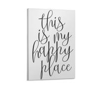 Impression sur toile de peintures à thème This Is My Happy Place - Noir et blanc - 30 x 45 cm