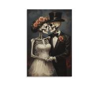 Impression sur toile de peintures à thème « Together For Eternity » - Décoration murale d'Halloween pour salon, chambre à coucher, salle de bain, bureau - 40 x 60 cm