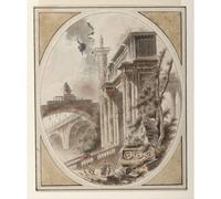 Impression sur toile de qualité - Capriccio de ruines architecturales - 76,2 x 101,6 cm | Prêt à encadrer | Idéal pour la décoration de la maison ou du bureau | Excellente idée