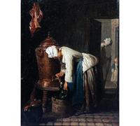 Impression sur toile de qualité supérieure - Chardin - Femme dessinant de l'eau à la citerne - 76,2 x 101,6 cm - Prêt à encadrer - Idéal pour la décoration de la maison ou du bureau