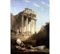 Impression sur toile de qualité supérieure - David Roberts - Ruines du temple de Bacchus - 127 x 101,6 cm | Prêt à encadrer | Idéal pour la décoration de la maison ou du bureau | Excellente idée