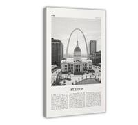 Impression sur toile de Saint-Louis en noir et blanc centre-ville, Saint Louis, Missouri, États-Unis, Paysage urbain, États-Unis, 60 x 90 cm