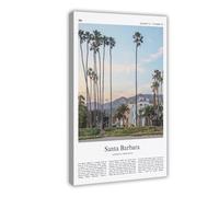 Impression sur toile de Santa Barbara avec photo de Santa Barbara - Cadeau idéal - Impression sur toile encadrée - 30,5 x 2,5 cm