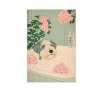 Impression sur toile de schnauzer dans la baignoire - Décoration murale pour salon, chambre à coucher - 60 x 90 cm