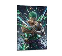 Impression sur toile de style Zoro One Piece Zoro, trois épées, épée verte enveloppée autour de la lame - affiches sur toile pour salon, chambre à coucher, salle de jeux, bureau (60 x 90 cm)