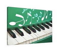 Impression sur toile de touches de piano vertes et blanches - Œuvre d'art moderne encadrée prête à être accrochée - Peinture à l'huile sur toile pour salon, chambre à coucher, bureau - 45,7 x 30,5 cm