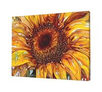 Impression sur toile de tournesol sans cadre 30,5 x 40,6 cm - Art mural moderne pour décoration d'intérieur, bureau et chambre à coucher, œuvre d'art abstraite, prête à être accrochée.