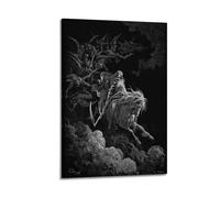 Impression sur toile « Death On The Pale Horse » de Gustave Dore - Décoration murale d'intérieur moderne - 60 x 90 cm