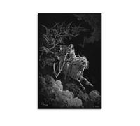 Impression sur toile Death On The Pale Horse par Gustave Dore - Décoration murale pour chambre à coucher et salon - 50 x 75 cm