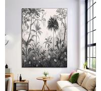 Impression Sur Toile - Déco Murale Pour Le Salon Et La Chambre - Jungle Tropicale - 80X120Cm - Tableau Mural Gris Anthracite - Peintures Sur Toile Sans Cadre - Paysage Esquissé Canvas