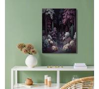 Impression Sur Toile, Déco Murale Pour Salon Et La Chambre, Illustrations De Plantes De Fleurs Et De Forêts 70x100cm Tableau Mural Violet foncé, Peintures Sur Toile Sans Cadre, Tableau Peinture