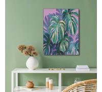 Impression Sur Toile, Déco Murale Pour Salon Et La Chambre, Monstera Deliciosa 60x90cm Tableau Mural Vert, Peintures Sur Toile Sans Cadre, Illustration Végétale Tableau Peinture