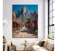 Impression Sur Toile, Déco Murale Pour Salon Et La Chambre, Occident Ville 30x40cm Tableau Mural Brun, Peintures Sur Toile Sans Cadre, Architecture Ancienne Paysage Tableau Peinture