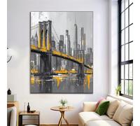 Impression Sur Toile, Déco Murale Pour Salon Et La Chambre, Pont Architecture 50x70cm Tableau Mural Gris, Peintures Sur Toile Sans Cadre, Ville Peinture À L'Huile Tableau Peinture