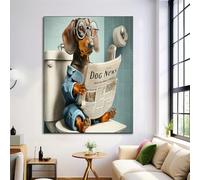 Impression Sur Toile, Déco Murale Pour Salon Et La Chambre, Teckel Journal 40x50cm Tableau Mural Vert clair, Peintures Sur Toile Sans Cadre, Mignon Tableau Peinture