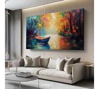 Impression sur Toile Decoration Murale Peinture 120L x50l cm Tableaux Art Décoratif Muraux Décoration Chambre Abstrait, Bois, Rivière Abstrait - Moderne Couleur chaude